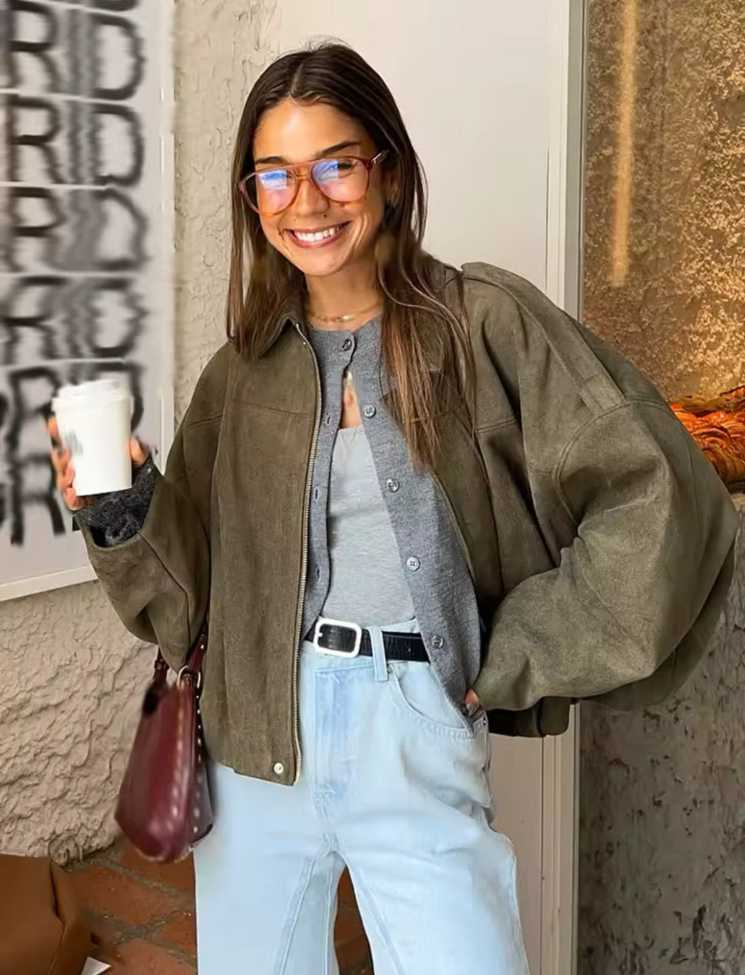 Bomberjacke mit Reißverschluss für Damen | Modern