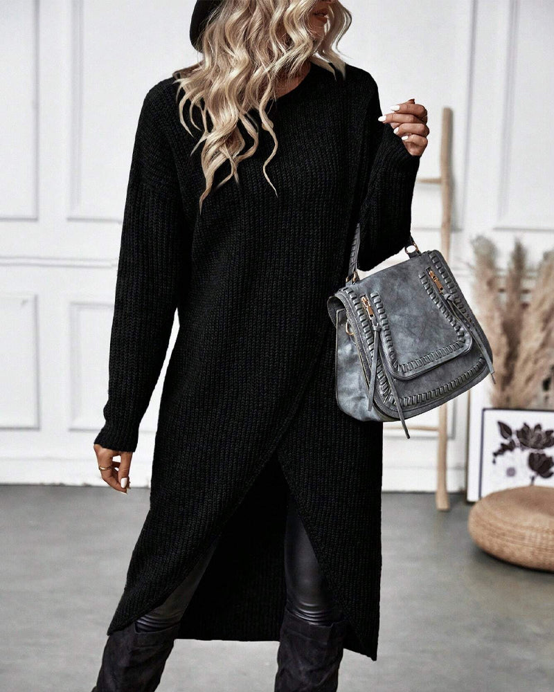 Langes modisches Pullover-Kleid