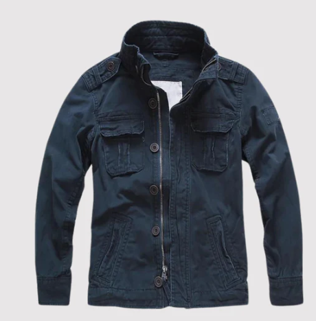 Herren Jeansjacke mit Stehkragen und mehreren Taschen | Langarm