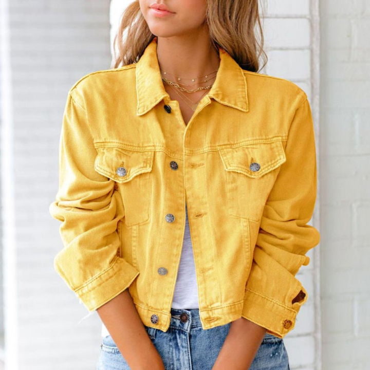Damen Knopfleiste Kurz Jacke | Lässig