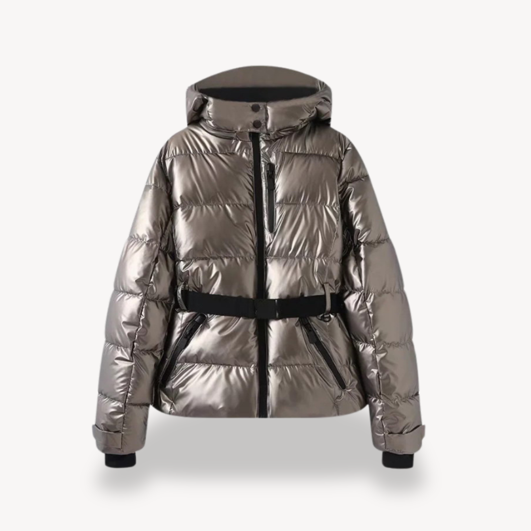 Damen Reißverschlusstaschen Pufferjacke | Gürtel