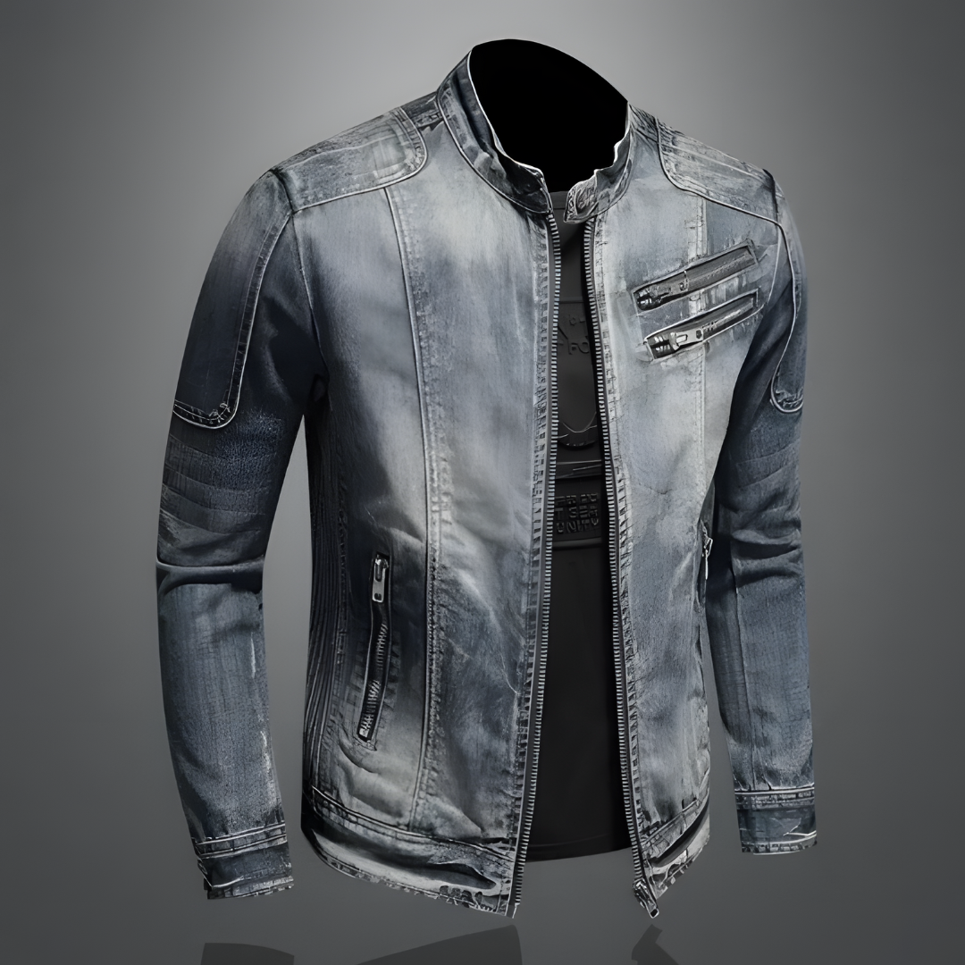 Herren Weinlese Langarm Jacke | Reißverschluss
