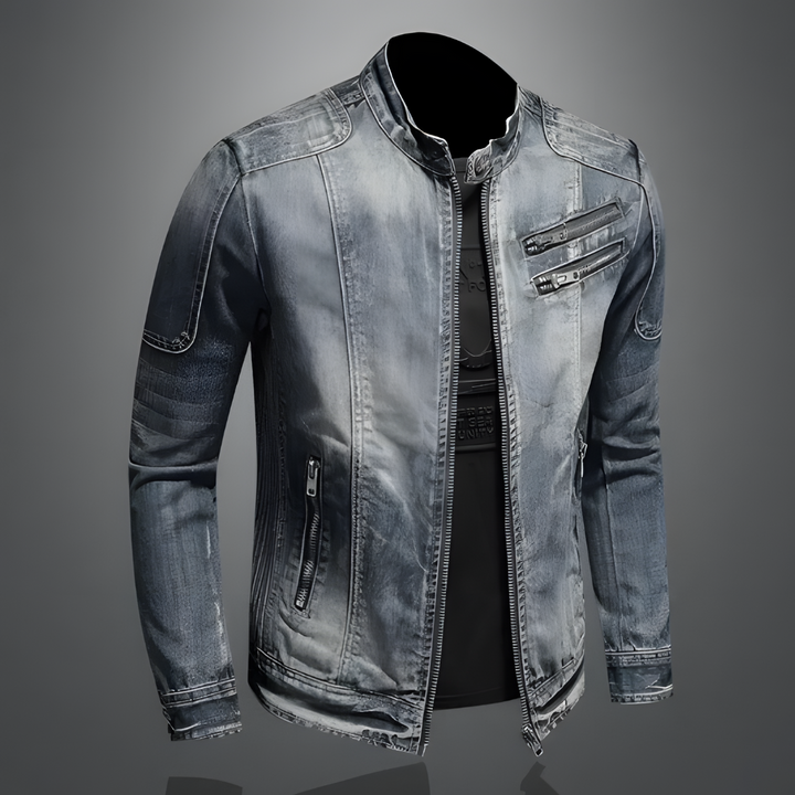 Herren Weinlese Langarm Jacke | Reißverschluss