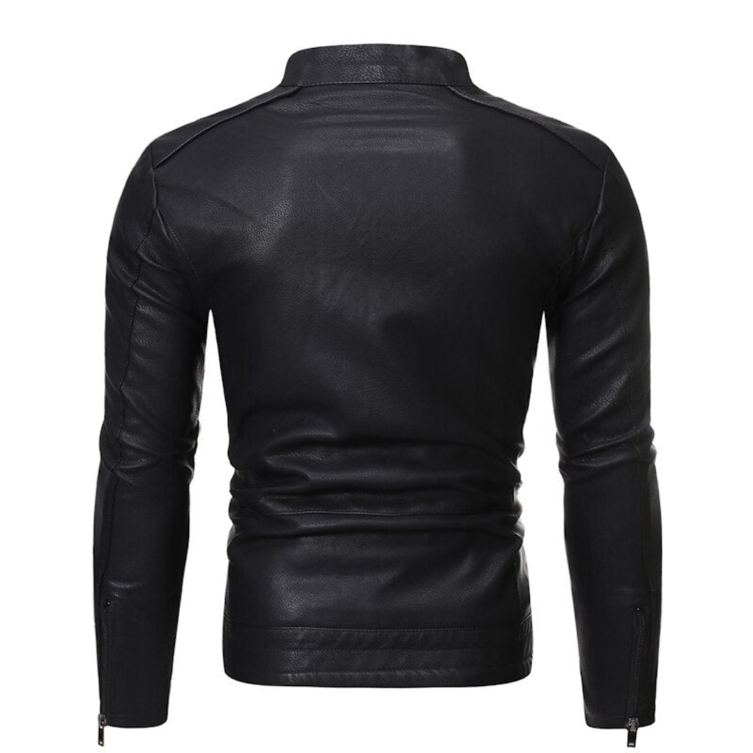 Herren-Bikerjacke mit Stehkragen | Reißverschlusstasche