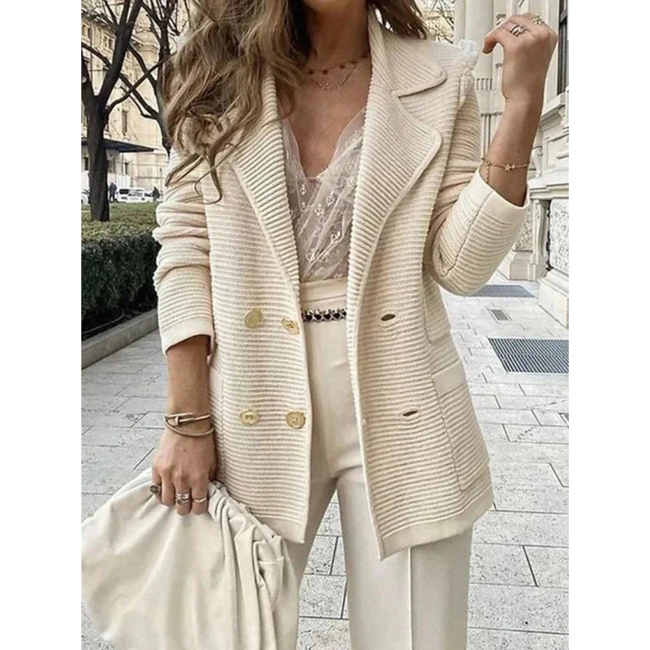 Damen Eleganter Gerippter Blazer | Knopfleiste