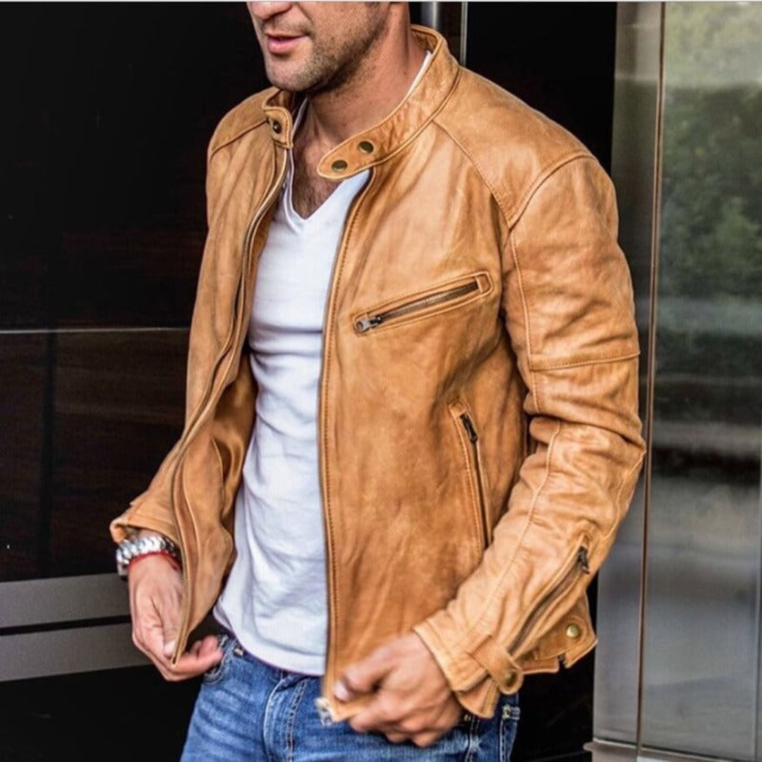 Herren Stehkragen Schlanke Passform Jacke | Reissverschluss
