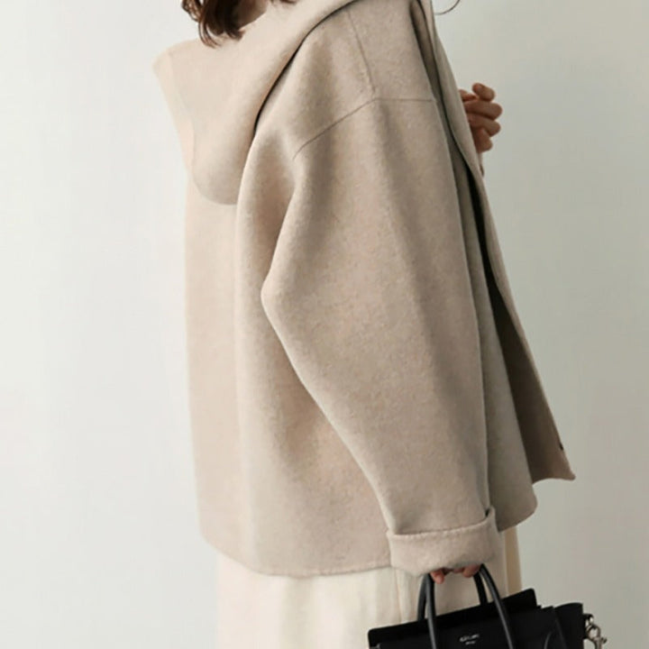 Damen-Strickjacke mit langen Ärmeln | Kapuze