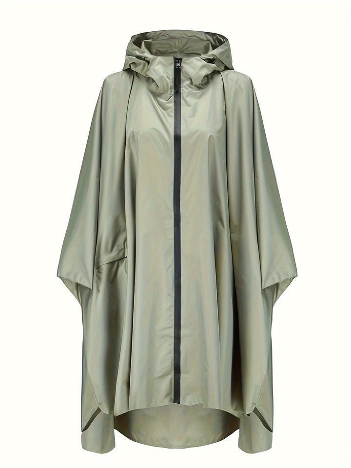 Damen-Regen Poncho mit Kapuze | Reißverschluss