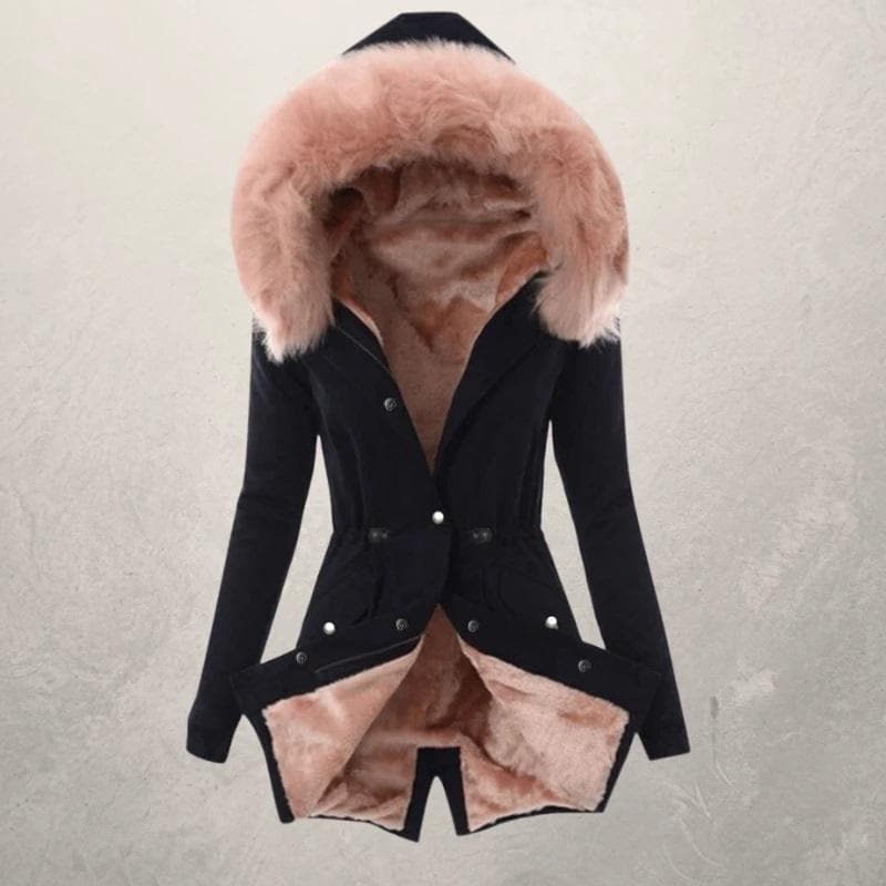 Für Damen Winter jacke lang mit gefütterter Kapuze | Stilvoll