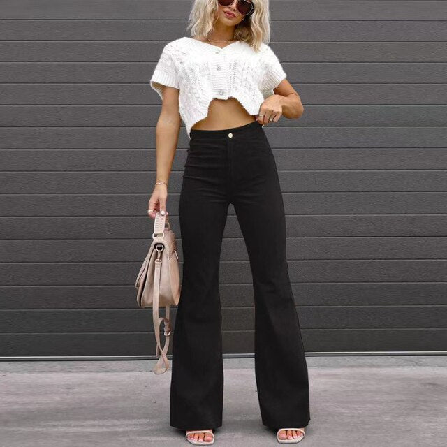 Elegante schlaghosen mit hoher taille