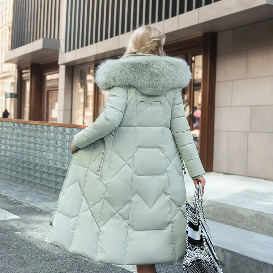 Damen Lange Puffer-Parka-Jacke | Kapuze