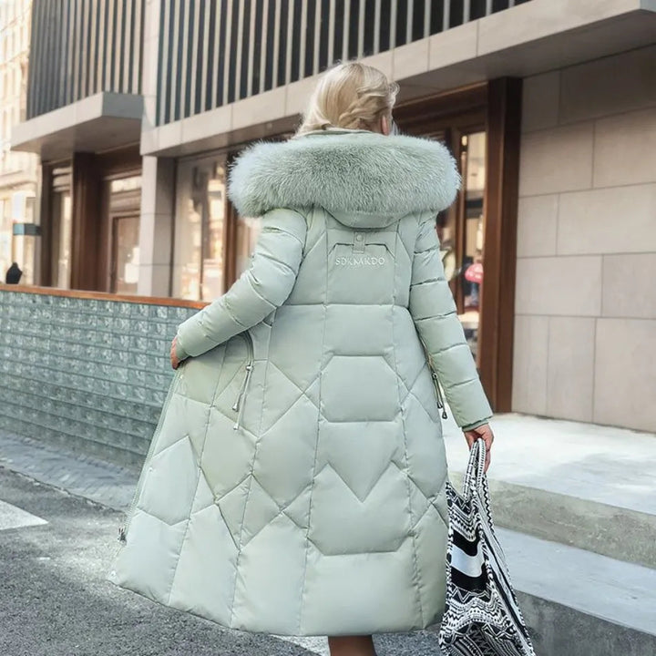 Damen Lange Puffer-Parka-Jacke | Kapuze