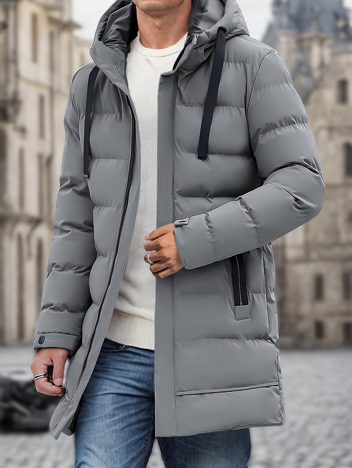 Herren Lange Kapuzen-Puffer-Daunenjacke | Draußen