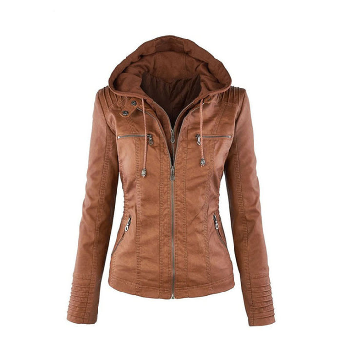 Damen Schlanke PassformKapuze Bikerin Jacke | Reißverschluss