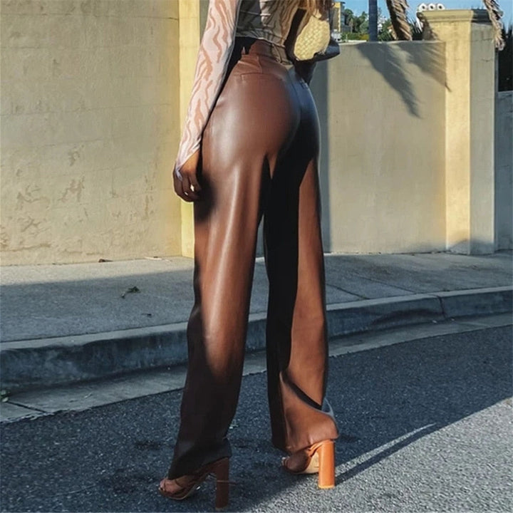Elegante high-waist hose im lederlook