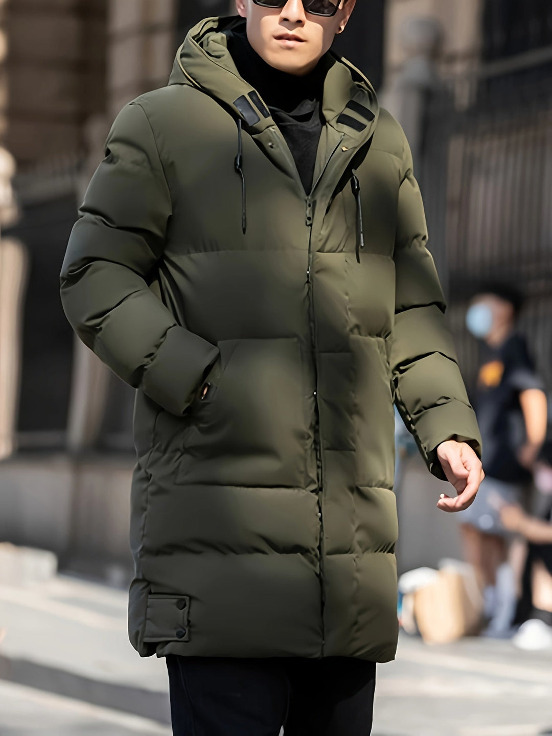 Herren Lange Warme Puffer Jacke | Reißverschluss