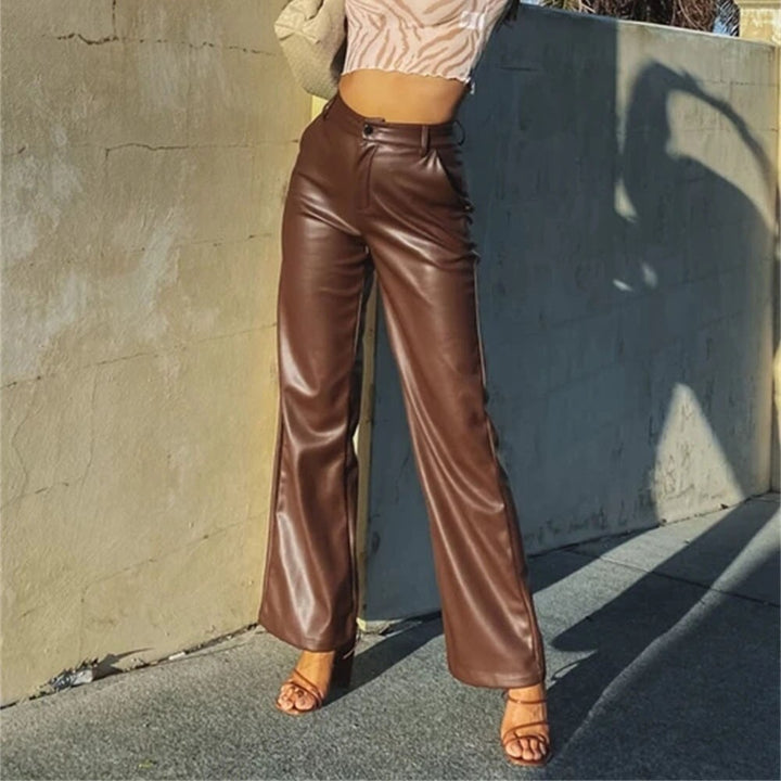 Elegante high-waist hose im lederlook