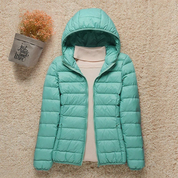 Damen Kapuze Reißverschluss Steppjacke | Puffer