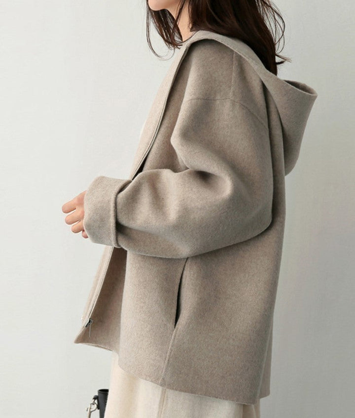 Damen-Strickjacke mit langen Ärmeln | Kapuze