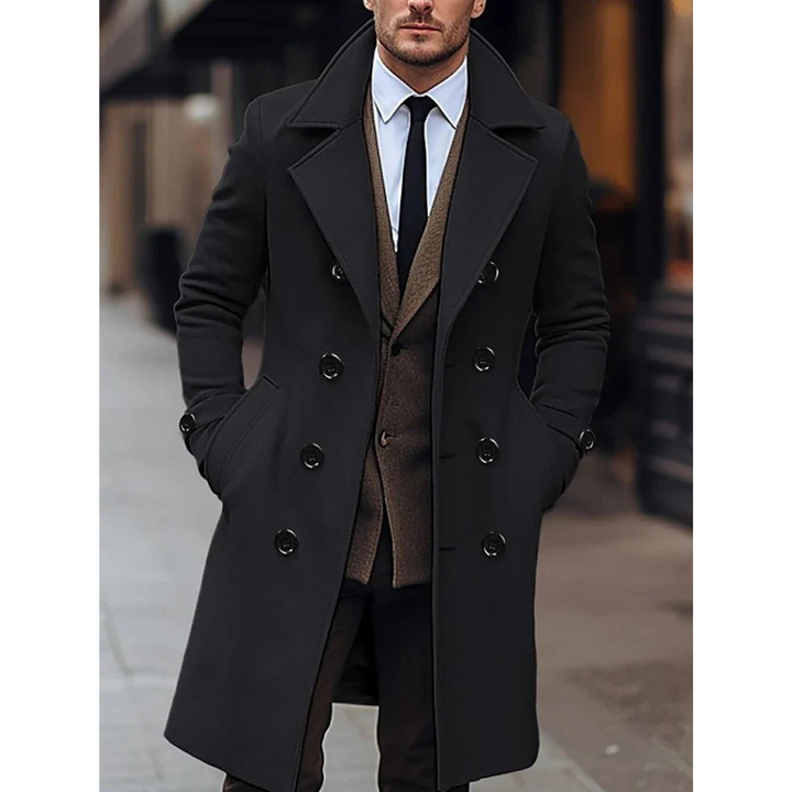 Herren Langer doppelreihiger Trench Mantel | Warme