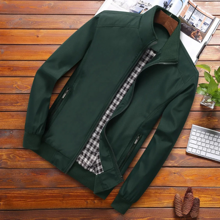 Herren Schlanke Passform Stehkragen Jacke | Reißverschluss