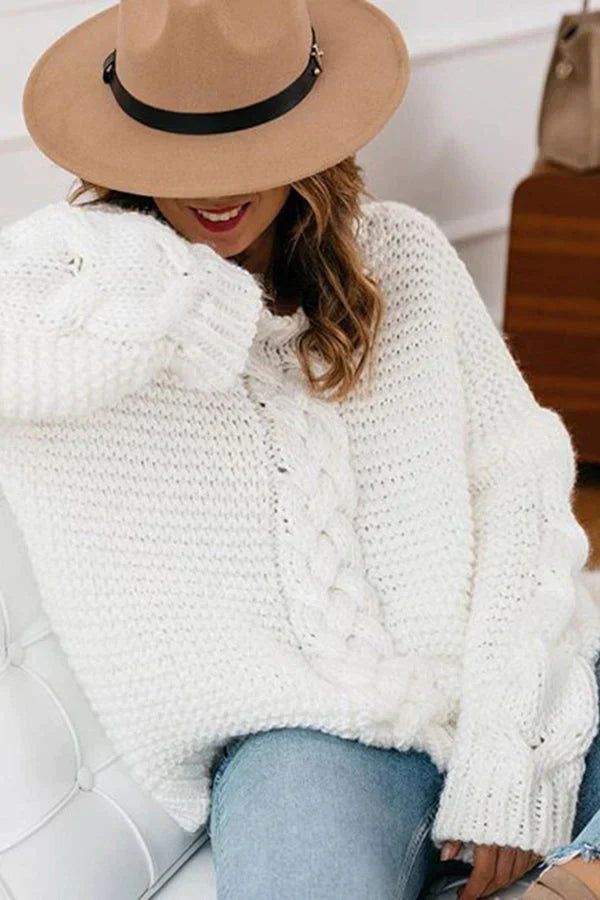 Gemütlicher grob gestrickter oversize-wollpullover