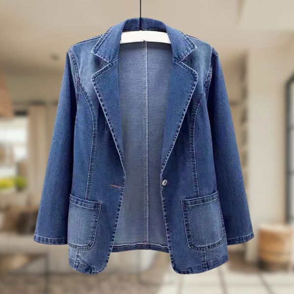 Damen Stilvoll Langarm-Blazer | Knopf Daunen