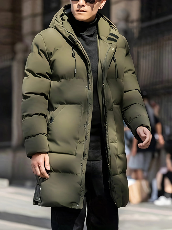 Herren Lange Warme Puffer Jacke | Reißverschluss
