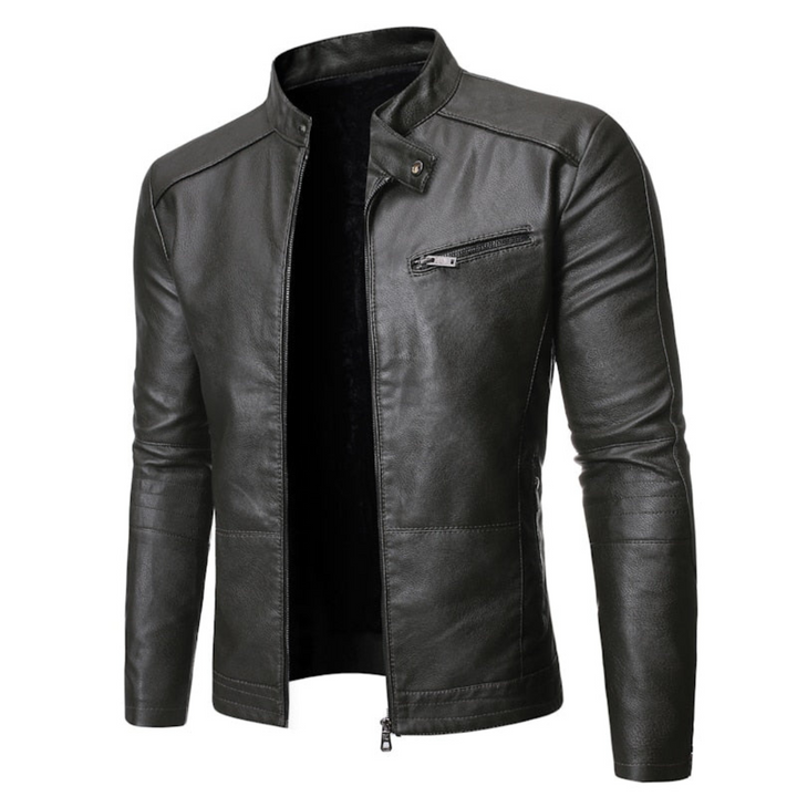 Herren-Bikerjacke mit Stehkragen | Reißverschlusstasche