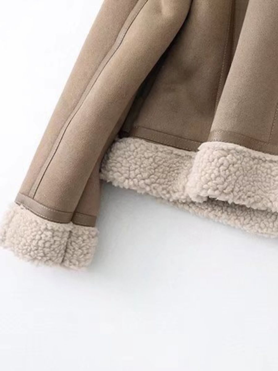 Gefütterte Felljacke mit Kragen für Damen | Warme