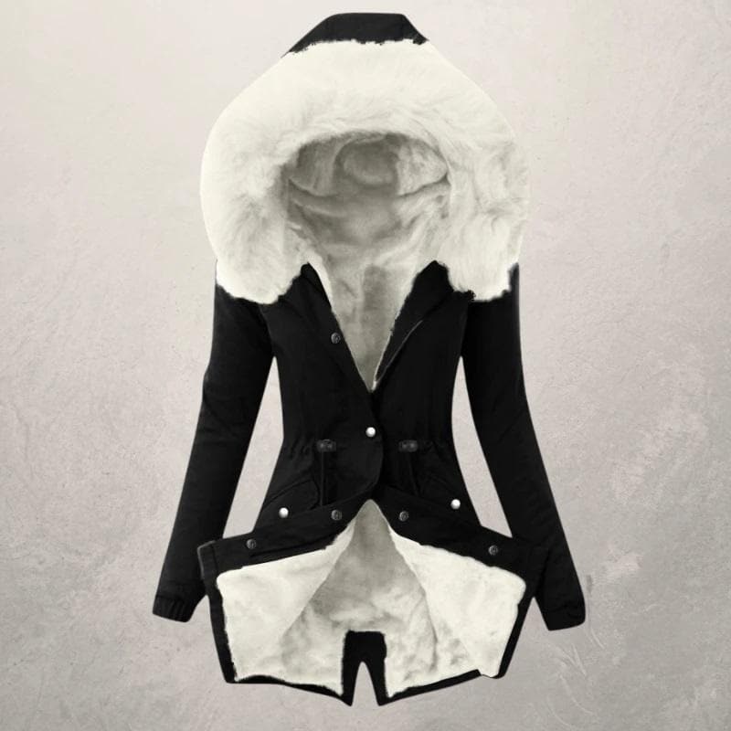 Für Damen Winter jacke lang mit gefütterter Kapuze | Stilvoll