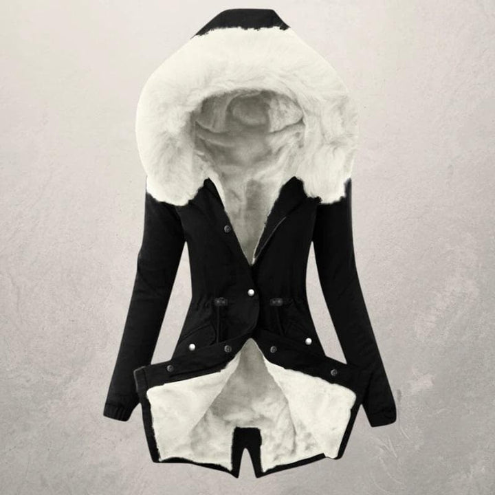 Für Damen Winter jacke lang mit gefütterter Kapuze | Stilvoll