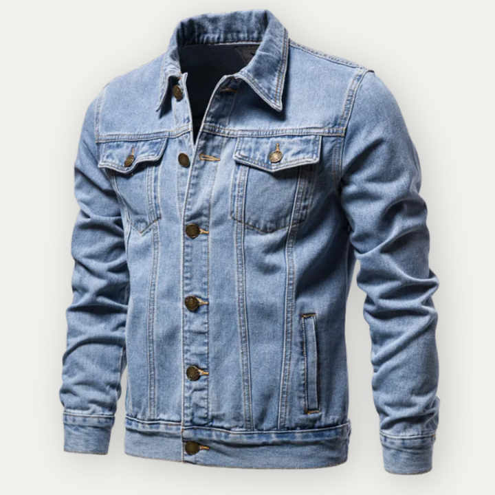 Herren Knopf Daunen Jeansjacke | Mehrere Taschen