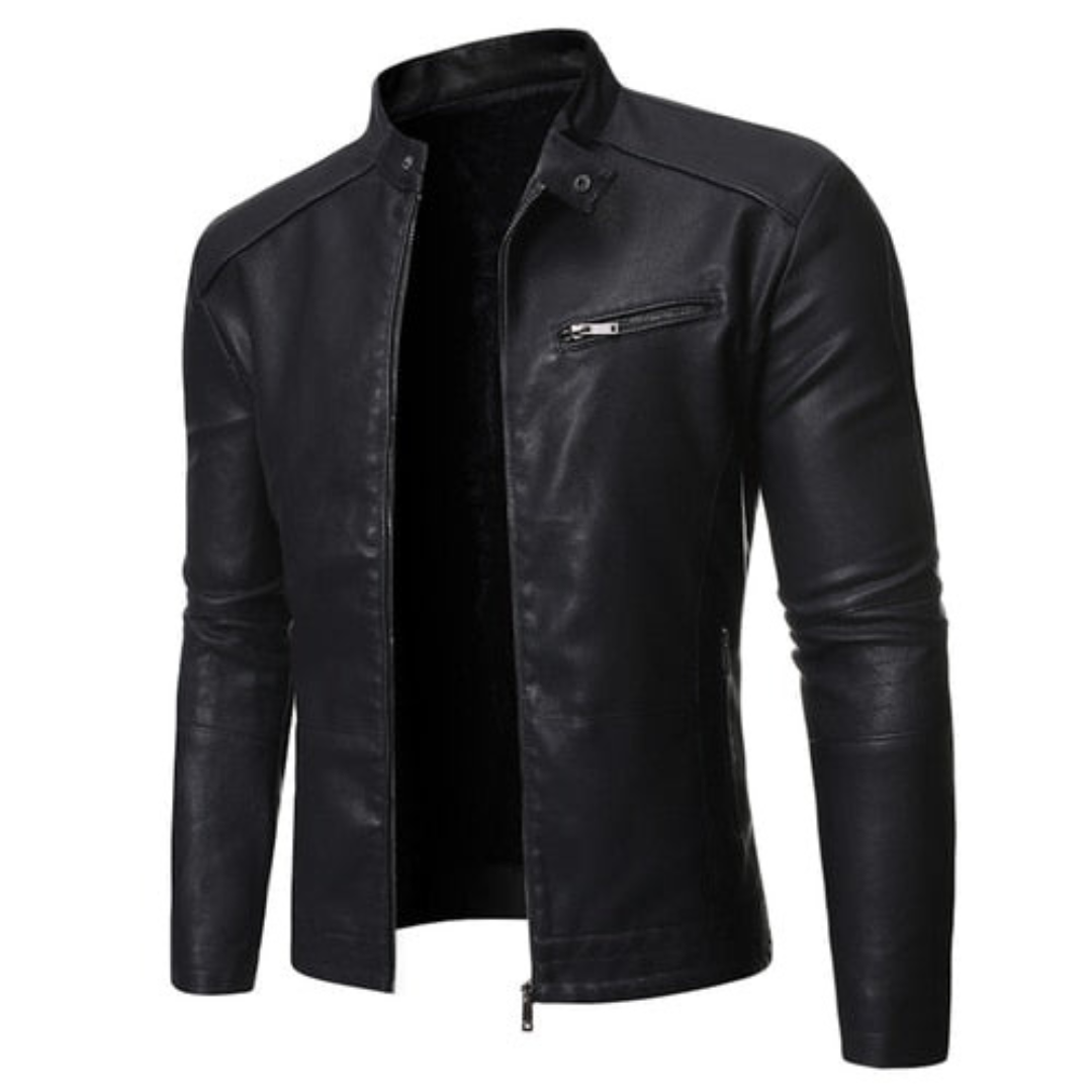 Herren-Bikerjacke mit Stehkragen | Reißverschlusstasche