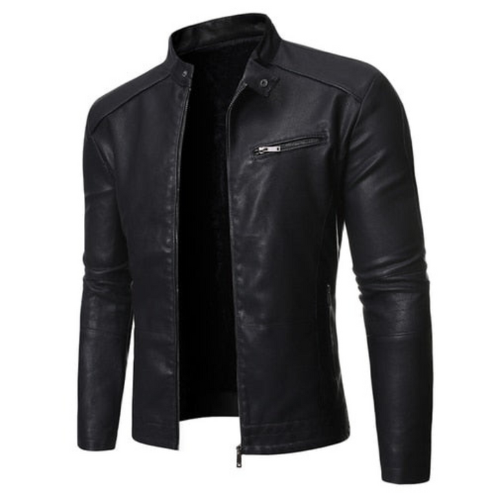 Herren-Bikerjacke mit Stehkragen | Reißverschlusstasche