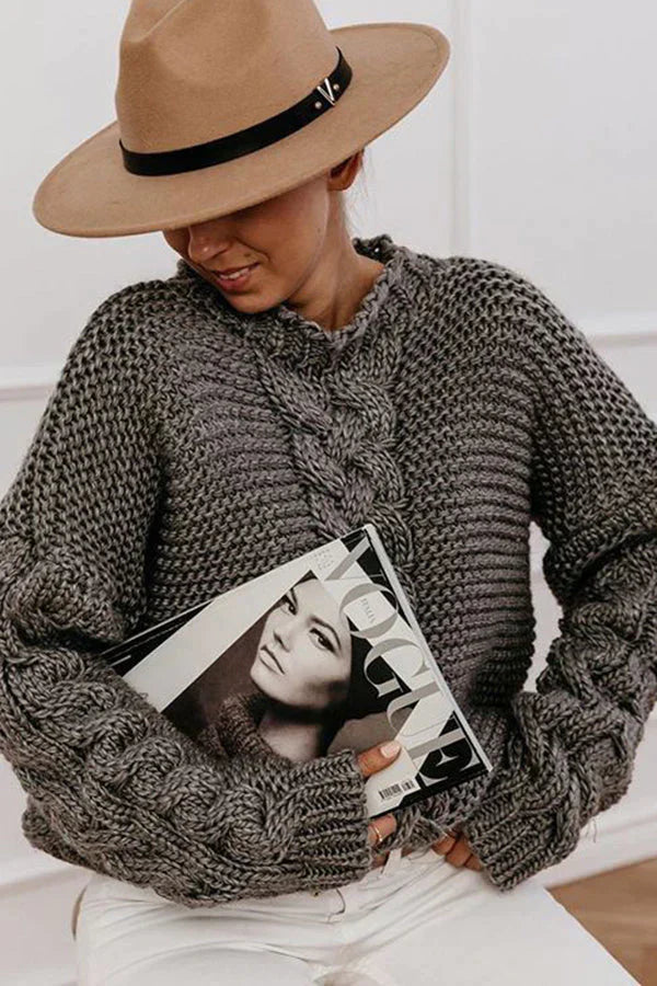 Gemütlicher grob gestrickter oversize-wollpullover