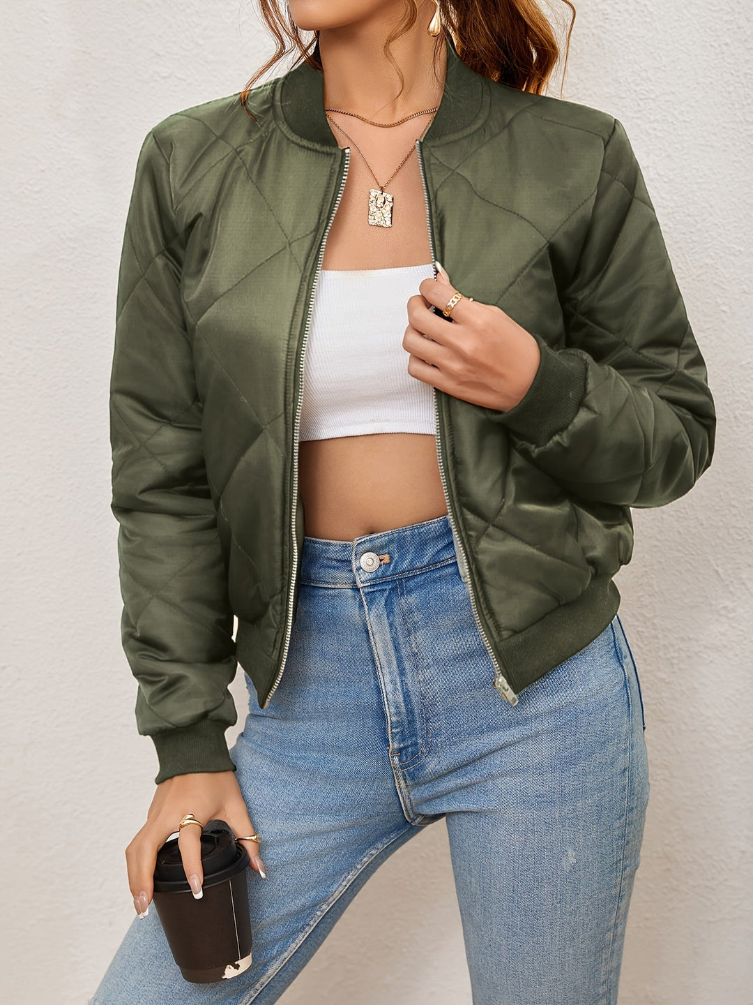 Bomberjacke mit Argyle-Muster für Damen | Lässig