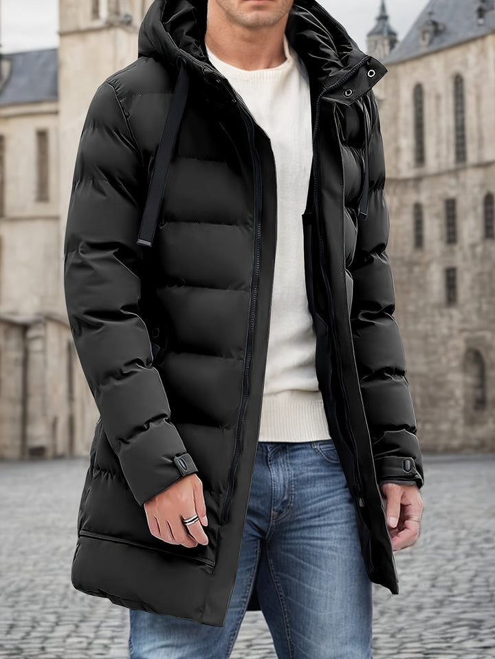 Herren Lange Kapuzen-Puffer-Daunenjacke | Draußen
