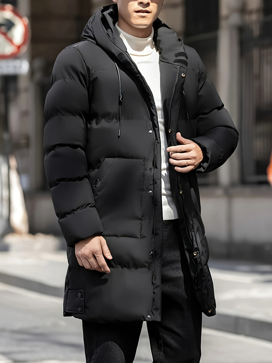 Herren Lange Warme Puffer Jacke | Reißverschluss