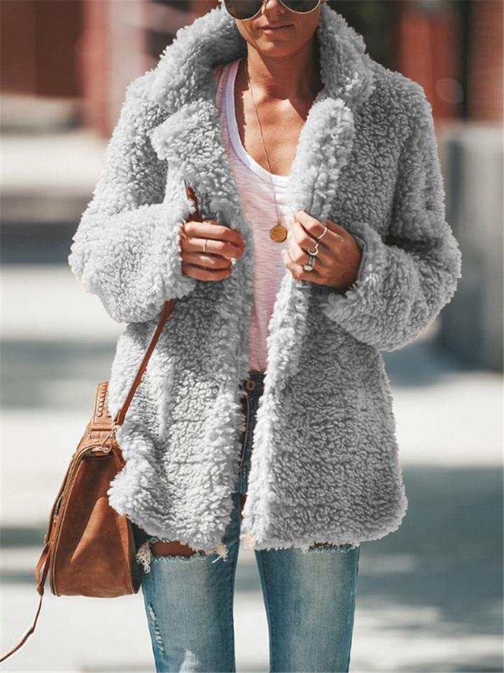 Klassische Damen Teddy Jacke | Flauschig