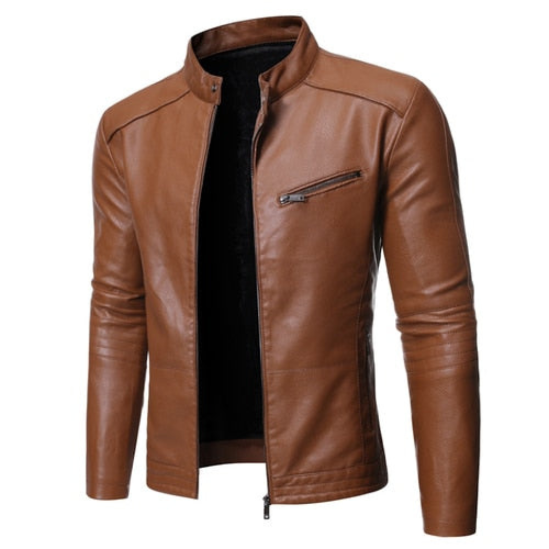 Herren-Bikerjacke mit Stehkragen | Reißverschlusstasche