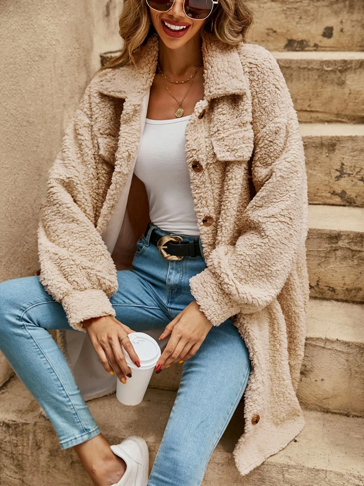 Damen Lang Teddy Jacke | Moderne