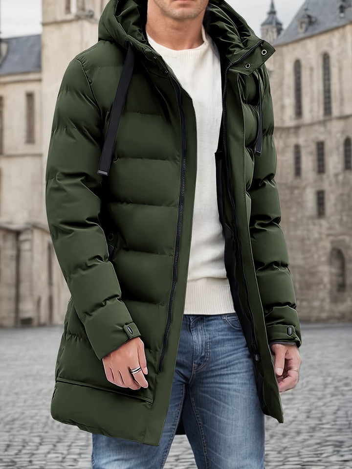 Herren Lange Kapuzen-Puffer-Daunenjacke | Draußen