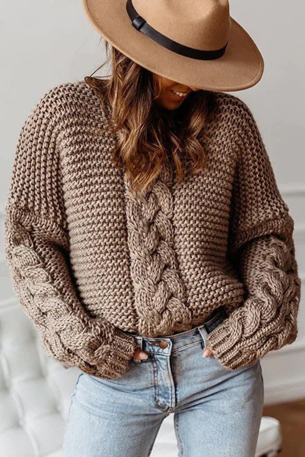 Gemütlicher grob gestrickter oversize-wollpullover