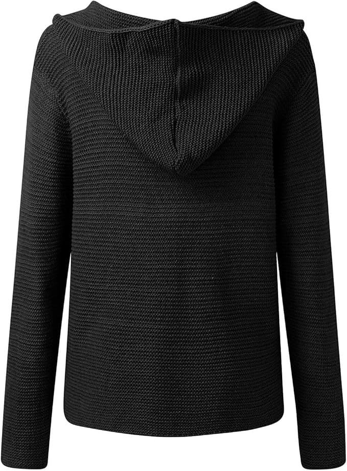 Damen Knopf Daunen Strick Strickjacke | Kapuze
