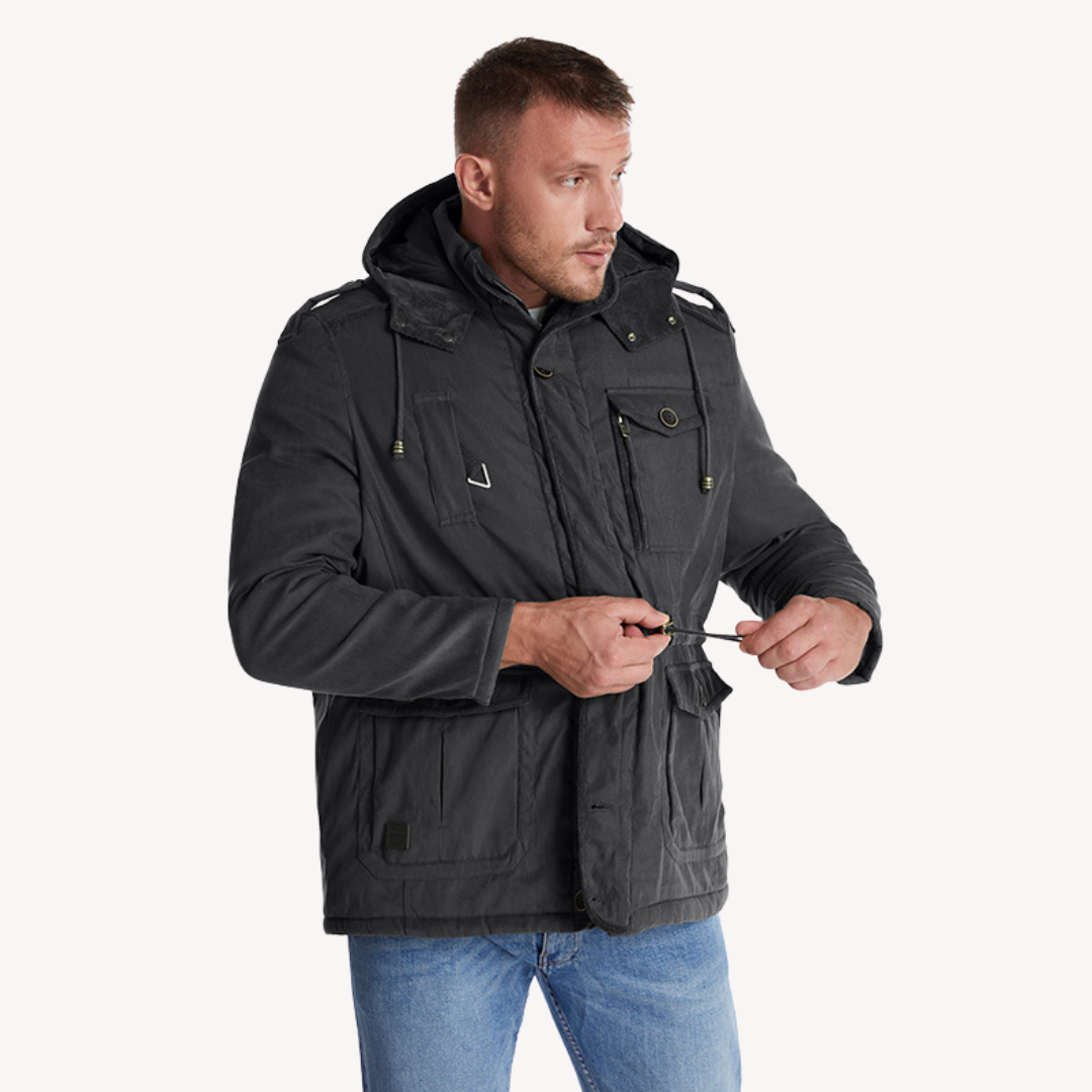 Herren Jacke mit Kapuze und mehreren Taschen | Winter