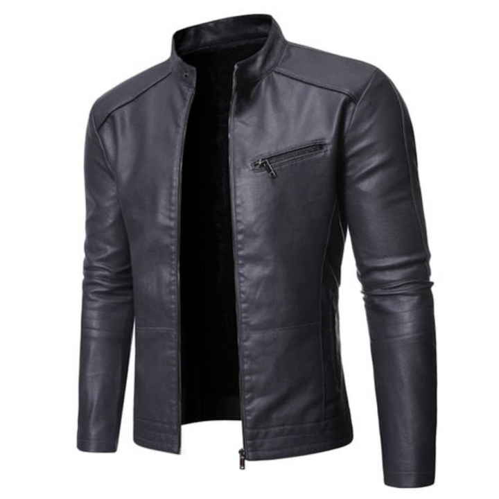 Herren-Bikerjacke mit Stehkragen | Reißverschlusstasche