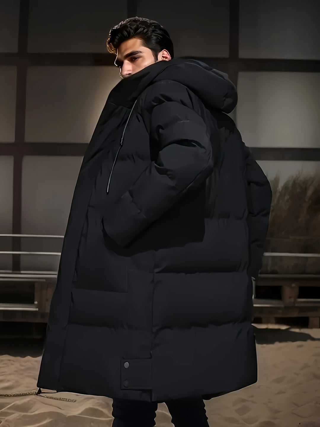 Herren lange Puffer Daunen Winterjacke | Wasserdicht
