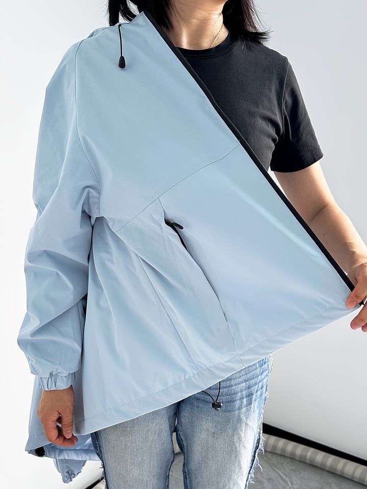Langarm Wasserdichte Regenjacke für Damen | Mit Kapuze