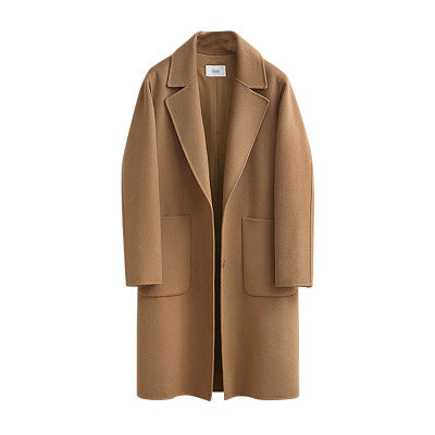 Damen Langer Knopf Daunen Mantel | Taschen